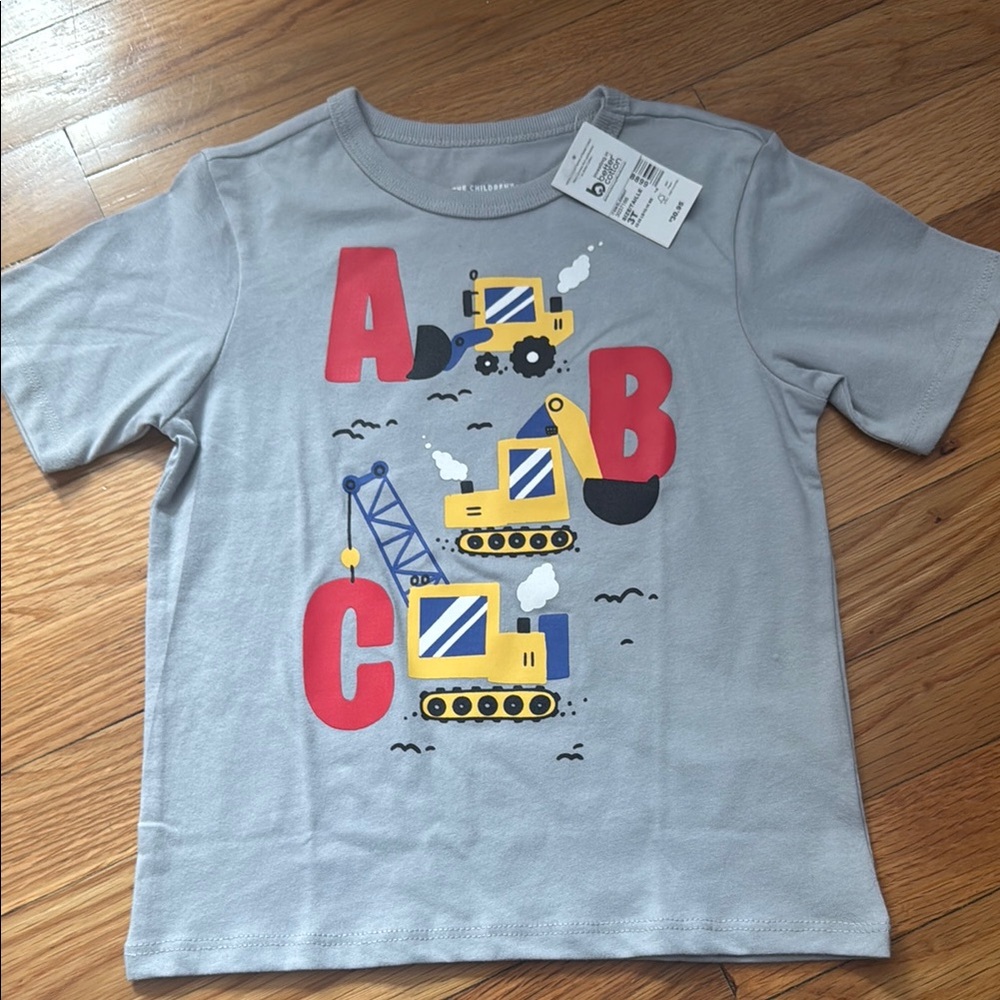 Gray T-Shirt with Construction Print